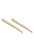 Brides & Hairpins Adaline 2-Piece Imitation Pearl Bobby Pin Set in Gold at Nordstrom