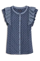 vineyard vines Print Flutter Sleeve Button-Up Top - at Nordstrom,