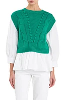 English Factory Mixed Media Cable Stitch Sweater at Nordstrom,