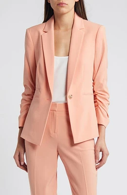 Tahari ASL Ruched Sleeve Blazer Salmon at Nordstrom,