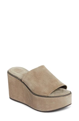 Brunello Cucinelli Monili Platform Wedge Slide Sandal Beige at Nordstrom,