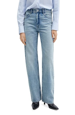 MANGO Mid Rise Straight Leg Jeans Light Vintage Blue at Nordstrom,