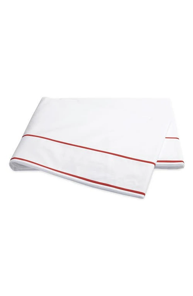 Matouk Ansonia 500 Thread Count Flat Sheet in White/Chinese Red at Nordstrom