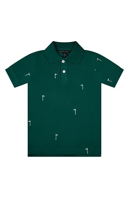 Brooks Brothers Kids' Embroidered Golf Flag Piqué Polo Green Dark at Nordstrom,