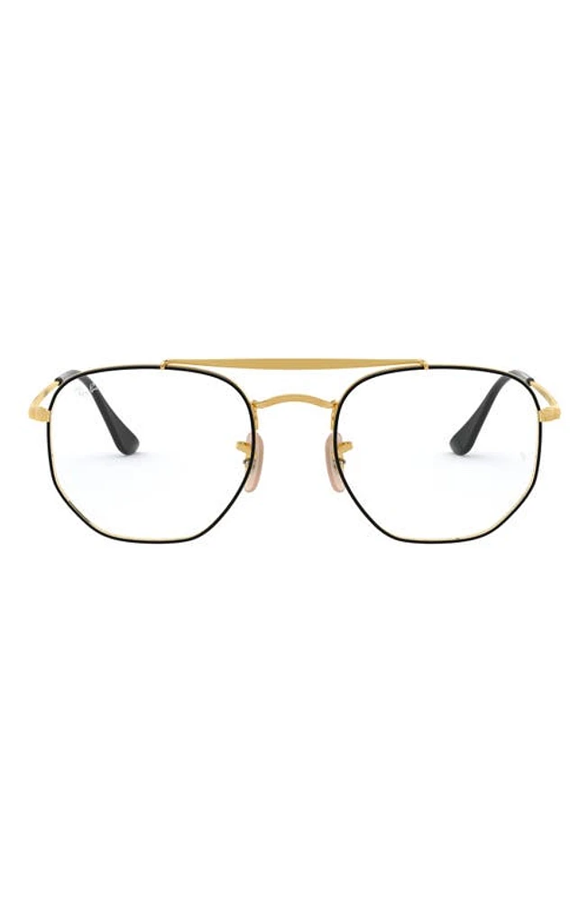 Ray-Ban 54mm Square Optical Glasses in Black Gold at Nordstrom