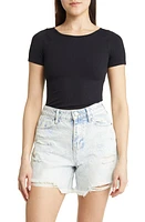 Free People XYZ Scoop Neck Crop Rib T-Shirt Black at Nordstrom,