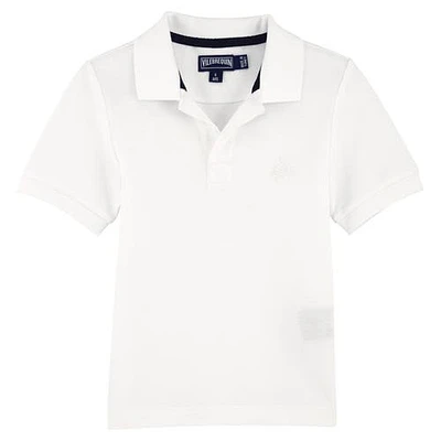 Vilebrequin Kids' Solid Cotton Polo in Blanc at Nordstrom, Size 14S