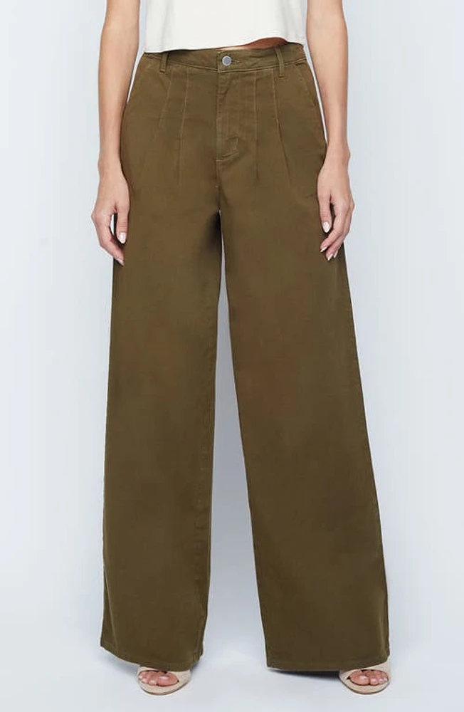 L'AGENCE Jayce Pleated High Waist Wide Leg Pants British Khaki at Nordstrom,