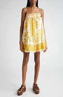 FARM Rio Aura Floral Ruffle Cotton Mini Sundress Off-White at Nordstrom,