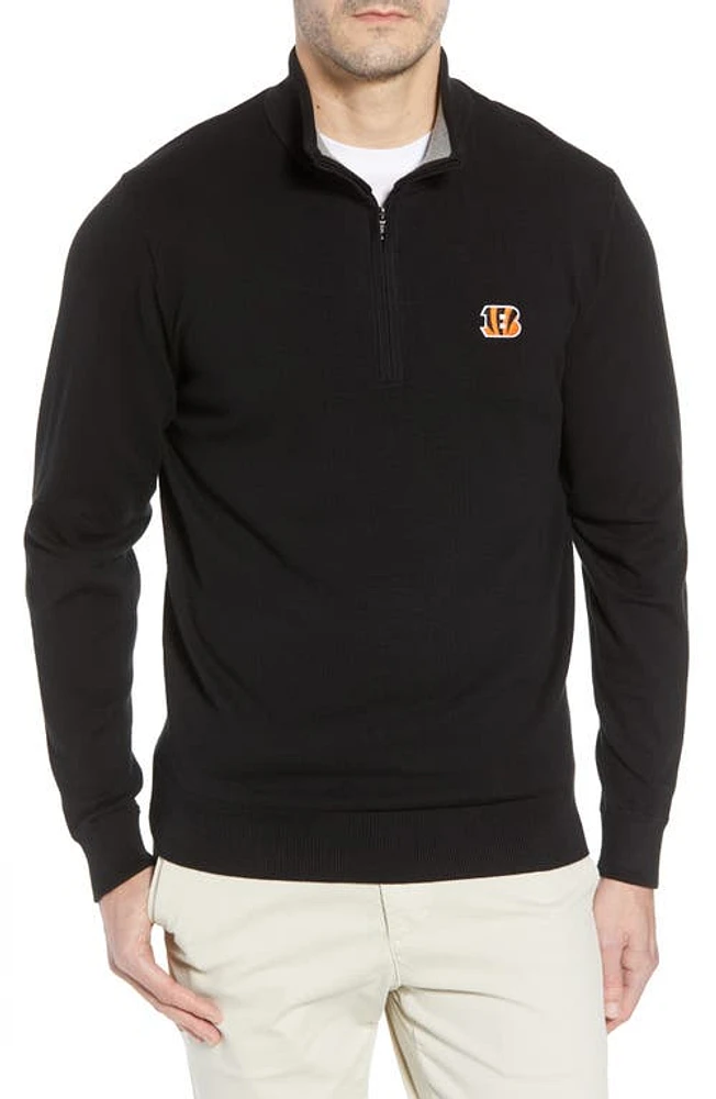 Cutter & Buck Cincinnati Bengals - Lakemont Regular Fit Quarter Zip Sweater in Black at Nordstrom, Size 2Xlt