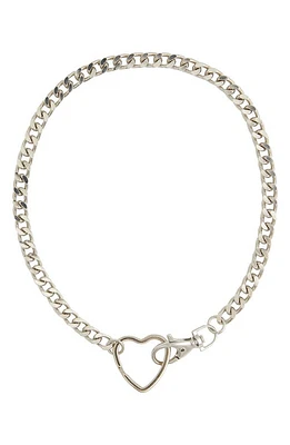 Petit Moments Jena Heart Pendant Curb Chain Necklace in Silver at Nordstrom