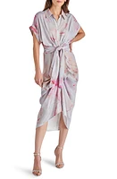 Steve Madden Tori Tie Dye Washed Satin Shirtdress in Misty Rose at Nordstrom, Size 10