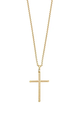 Bony Levy Men's 14K Gold Rope Cross Pendant Necklace in 14K Yellow Gold at Nordstrom, Size 22