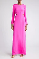 Adam Lippes Alexandra Long Sleeve Silk Crepe Column Gown in Hot Pink at Nordstrom, Size 8