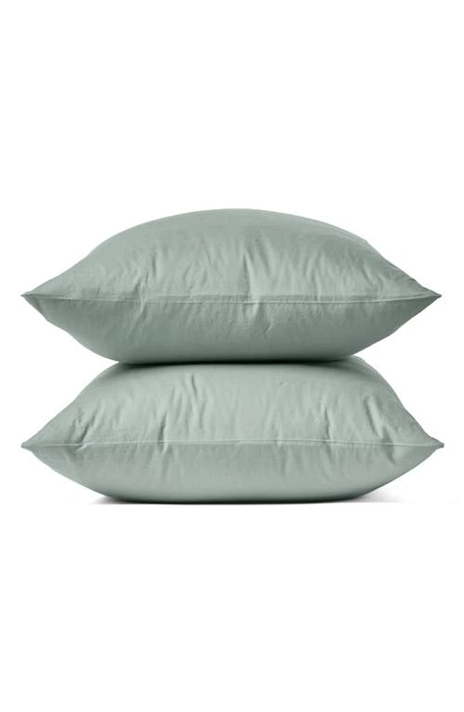 Coyuchi Set of 2 Organic Crinkled Percale Pillowcases in Sage at Nordstrom