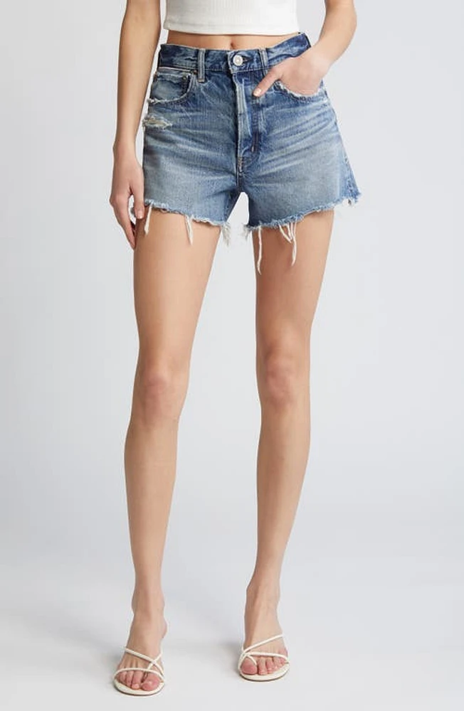 MOUSSY Elam Ripped Denim Cutoff Shorts Blue at Nordstrom,