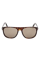 TOM FORD Lionel 55mm Square Sunglasses in Dark Havana /Roviex Gunmental at Nordstrom