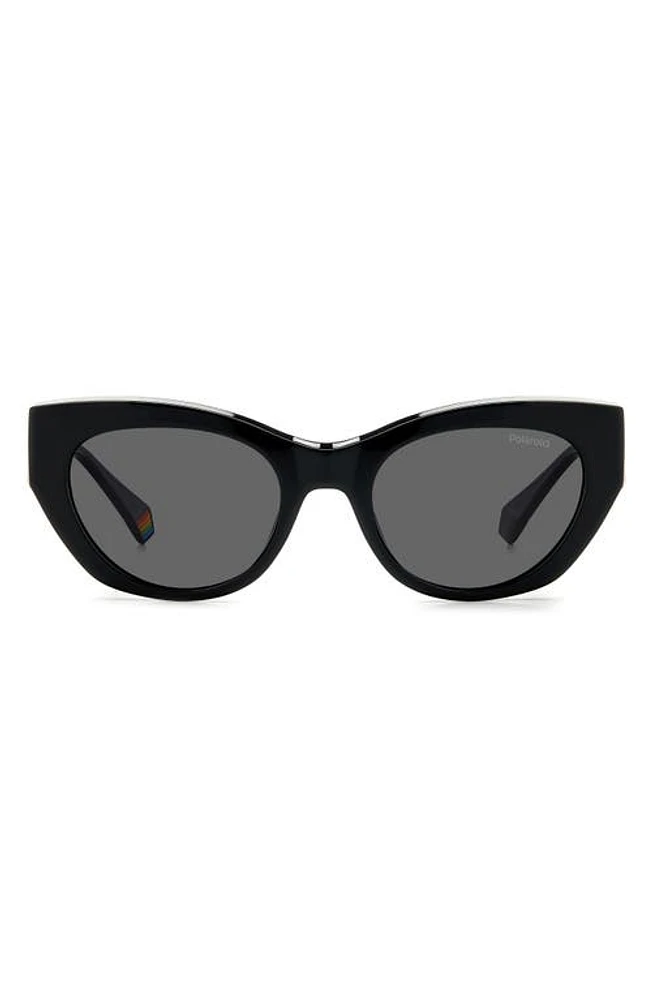 Polaroid 50mm Polarized Cat Eye Sunglasses in Black/Gray Polarized at Nordstrom