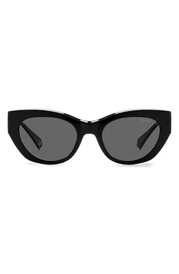 Polaroid 50mm Polarized Cat Eye Sunglasses in Black/Gray Polarized at Nordstrom