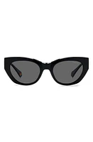 Polaroid 50mm Polarized Cat Eye Sunglasses in Black/Gray Polarized at Nordstrom