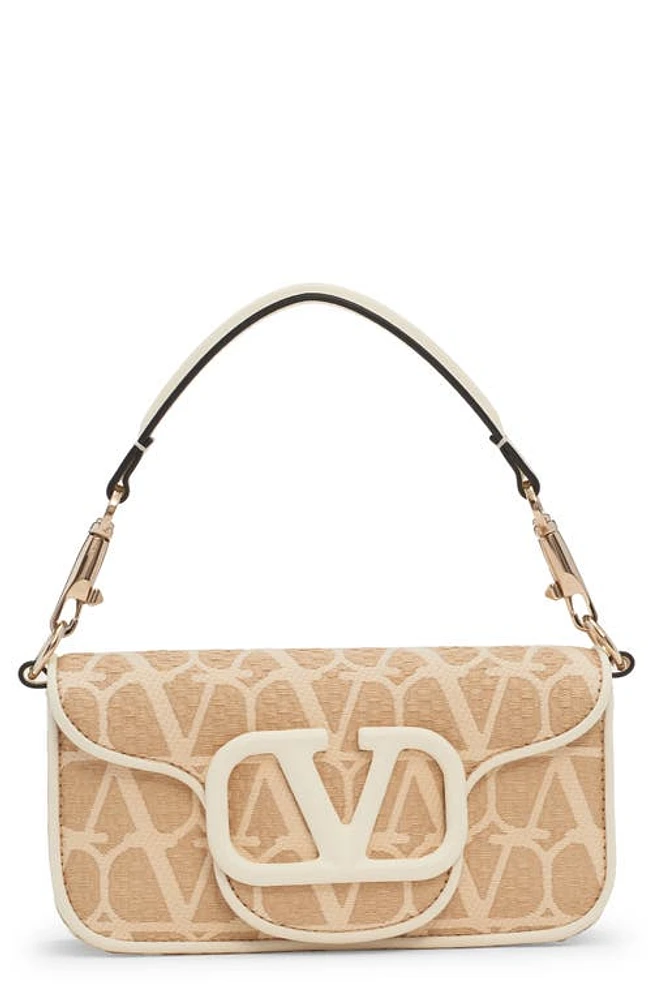 Valentino Garavani Small VLOGO Raffia Shoulder Bag in Naturale/Ivory at Nordstrom