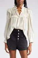 Isabel Marant Étoile Idety Stripe Ruffle Shirt Ecru at Nordstrom, Us