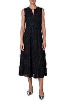 Akris punto Hello Sunshine Embroidered Floral Appliqué Cotton Midi Dress Black at Nordstrom,