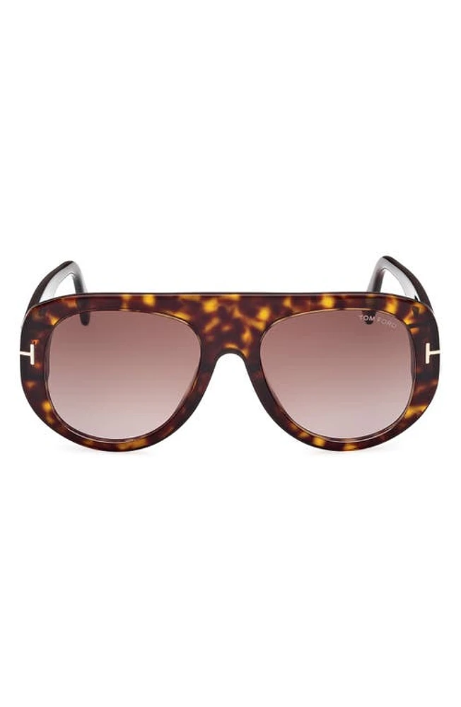 TOM FORD Cecil 55mm Pilot Sunglasses in Shiny Dark Havana /Bordeaux at Nordstrom