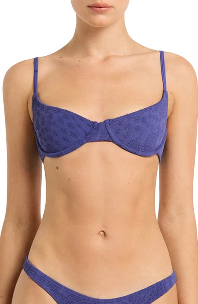 bond-eye Gracie Balconette Underwire Bikini Top in Sapphire Animalia at Nordstrom