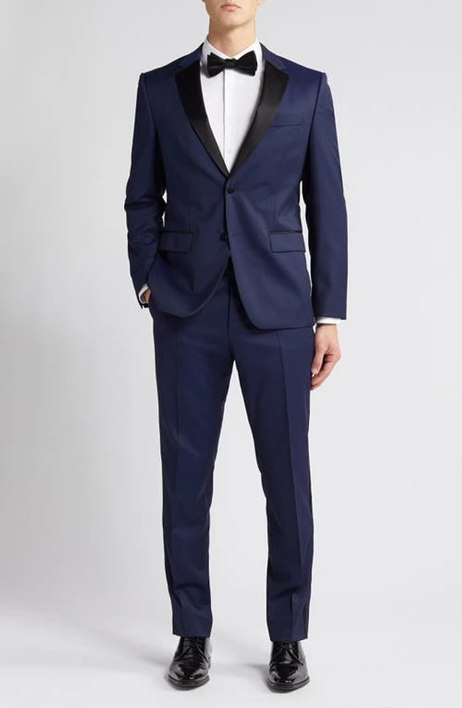 BOSS Virgin Wool Tuxedo Dark Blue at Nordstrom, Regular