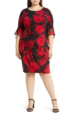 Connected Apparel Ity Faux Wrap Dress Red at Nordstrom,