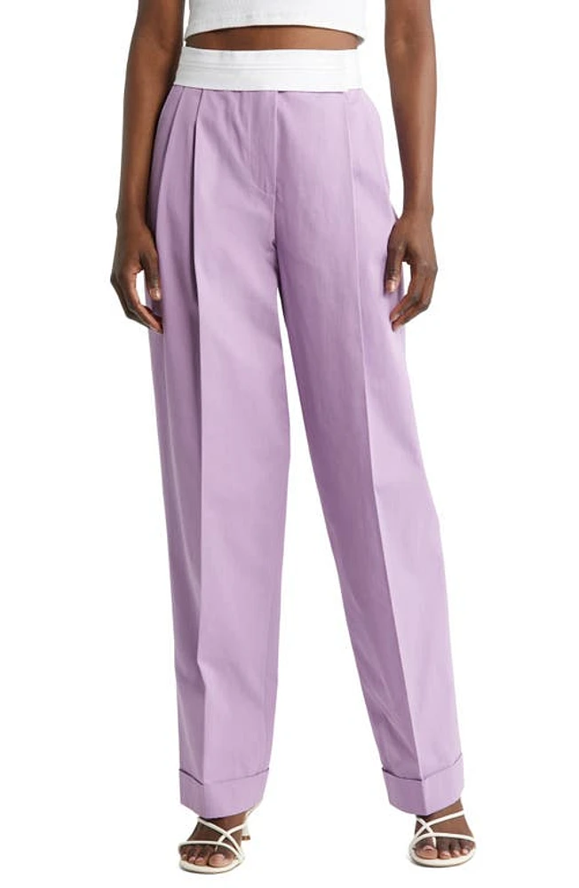 NACKIYÈ Gentlewoman Pleated High Waist Cotton Gabardine Trousers Lilac at Nordstrom, Us