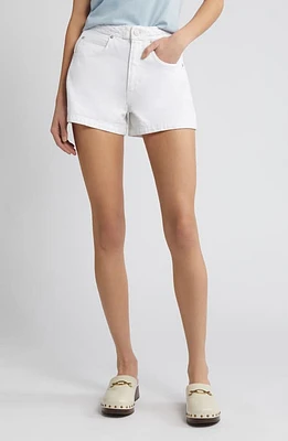 FRAME Braided Waistband Denim Shorts White at Nordstrom,