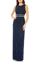 Mac Duggal Sequin Mesh Column Gown Midnight at Nordstrom,