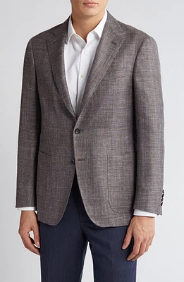 Canali Kei Trim Fit Slub Wool & Silk Blend Sport Coat Brown at Nordstrom, Us