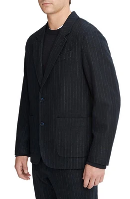 Vince Pinstripe Virgin Wool Blend Flannel Blazer Coastal/Bone at Nordstrom,