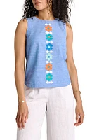 Hatley Tessa Embroidered Sleeveless Chambray Top Blue at Nordstrom,