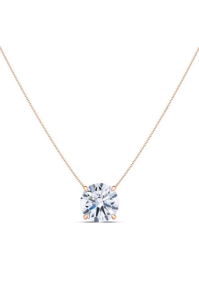 HauteCarat Round Brilliant Lab Created Diamond Pendant Necklace in 18K Rose Gold at Nordstrom