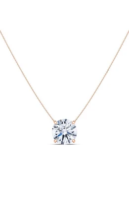 HauteCarat Round Brilliant Lab Created Diamond Pendant Necklace in 18K Rose Gold at Nordstrom