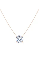 HauteCarat Round Brilliant Lab Created Diamond Pendant Necklace in 18K Rose Gold at Nordstrom