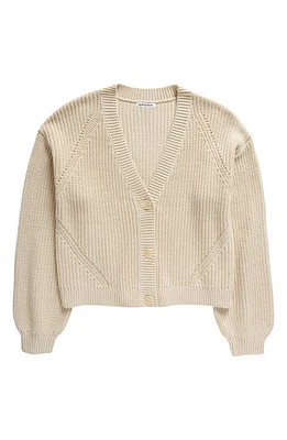 Nordstrom Kids' Balloon Sleeve Cardigan in Beige Oatmeal Light Heather at Nordstrom