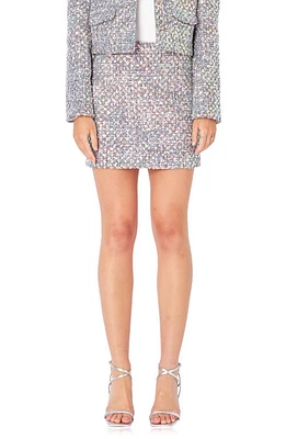 Endless Rose Sequin Tweed Miniskirt Grey Multi at Nordstrom,