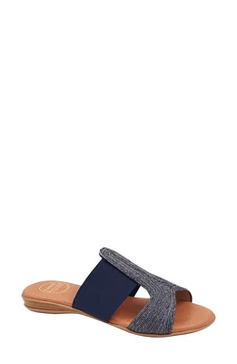 André Assous Noor Raffia Slide Sandal Navy at Nordstrom,