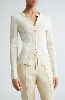 A. L.C. Fisher Rib Cotton Blend Cardigan White at Nordstrom,