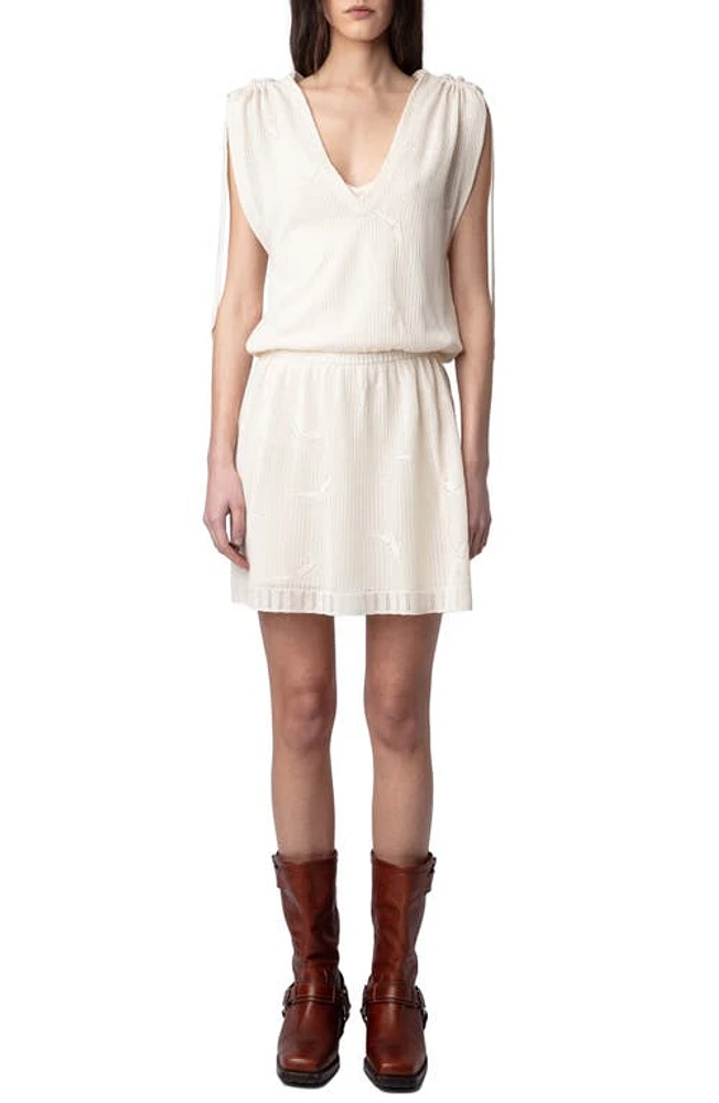 Zadig & Voltaire Alanis Dentelle Cotton Blouson Dress Ecru at Nordstrom,