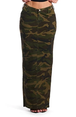 Naked Wardrobe Camo Denim Maxi Skirt at Nordstrom,