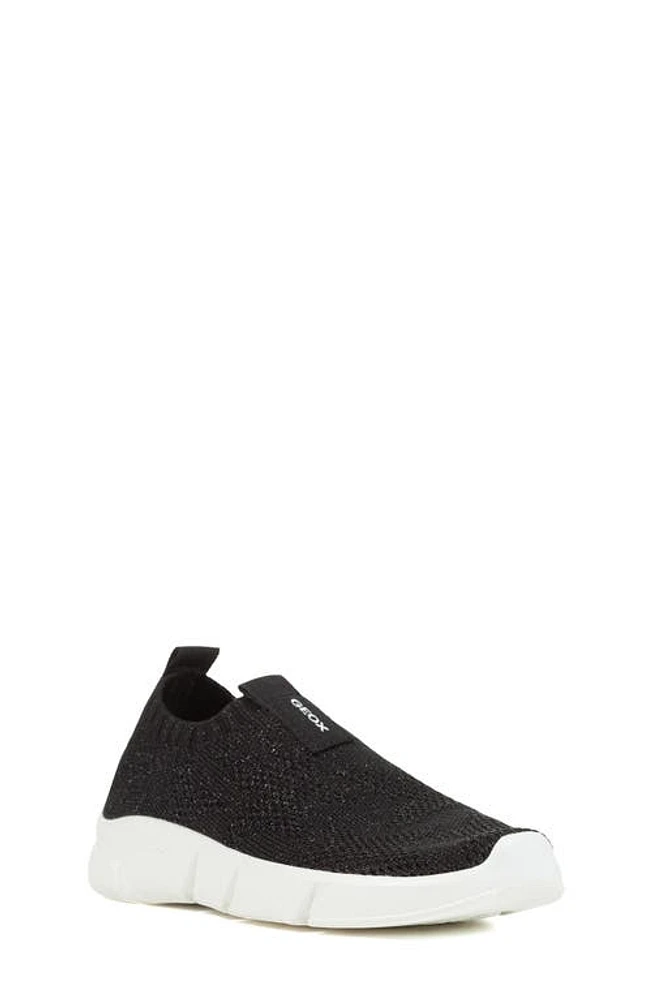 Geox Kids' Aril Woven Slip-On Sneaker Black at Nordstrom,