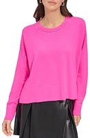 DKNY Stud Detail Crewneck Sweater Shocking Pink at Nordstrom,