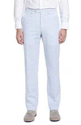 Berle Flat Front Seersucker Pants Light Blue at Nordstrom,