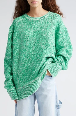 Stella McCartney Cotton Blend Bouclé Sweater White/Green at Nordstrom,